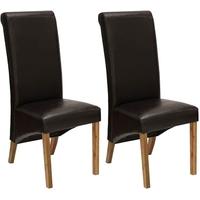 Vida Living Torino Faux Leather Dining Chair - Brown with Oak Leg (Pair)