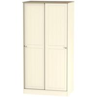 Vienna Cream Ash Sliding Wardrobe - Wide