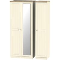 Vienna Cream Ash Triple Wardrobe with Mirror