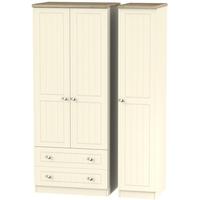 Vienna Cream Ash Triple Wardrobe - 2 Drawer