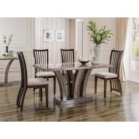 Vida Living Amalfi Marble Pearl Grey Dining Set - Small with 4 Elgin Stone Fabric Chairs