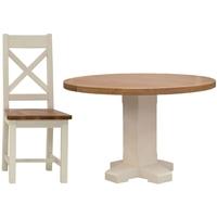 Vida Living Chaumont Ivory Dining Set - Round Pedestal with 4 Dining Chairs