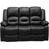 Vida Living Barletto 3 Seater Leather Fixed Sofa - Black