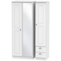 victoria white ash triple wardrobe tall 2 drawer and mirror