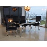 Vida Living Louis Black Glass Top Dining Set with 4 Chairs