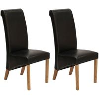 Vida Living Torino Faux Leather Dining Chair - Black with Oak Leg (Pair)