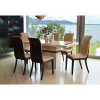 Vida Living Filippo Marble Dining Set - Large Rectangular with 6 Faux Leather Chairs