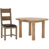 Vida Living Breeze Oak Dining Set - Round Extending with 4 Dining Chairs