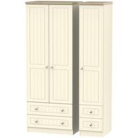 Vienna Cream Ash Triple Wardrobe - Tall with Drawer