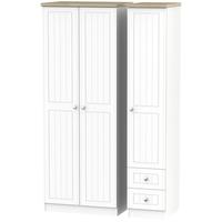 Vienna Porcelain Triple Wardrobe - Tall Plain with 2 Drawer