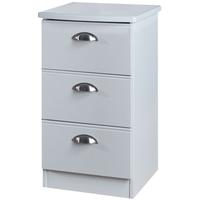 Victoria Grey Matt Bedside Cabinet - 3 Drawer Locker