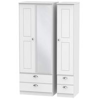 victoria white ash triple wardrobe tall with mirror and drawer