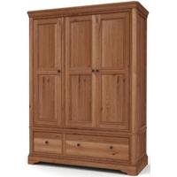 vida living carmen oak wardrobe 3 door 2 drawer