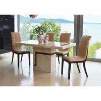 Vida Living Filippo Marble Dining Set - Medium Rectangular with 4 Faux Leather Chairs