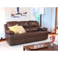 Vida Living Primo 3 Seater Leather Recliner Sofa - Old Saddle Brown