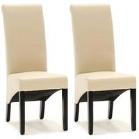 Vida Living Torino Faux Leather Dining Chair - Ivory with Wenge Leg (Pair)