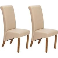 vida living torino faux leather dining chair ivory with oak leg pair