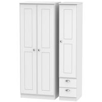 victoria white ash triple wardrobe tall plain with 2 drawer