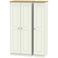 Victoria Cream Ash and Modern Oak Triple Plain Wardrobe