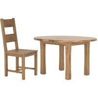 Vida Living Breeze Oak Dining Set - Round Extending with 4 Solid Seat Dining Chairs