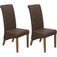 Vida Living Torino Faux Leather Dining Chair - Antique Brown with Oak Leg (Pair)