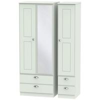 victoria grey matt triple wardrobe tall with mirror and drawer