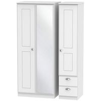 Victoria White Ash Triple Wardrobe with Mirror and 2 Drawer