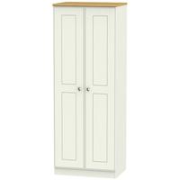 Victoria Cream Ash and Modern Oak Wardrobe - Tall 2ft 6in Plain