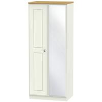 victoria cream ash and modern oak wardrobe 2ft 6in with mirror