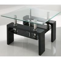Vida Living Calico Glass Top Black End Table