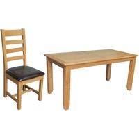 Vida Living Klara Oak Dining Set - Fixed with 4 Ladder Back Dining Chairs