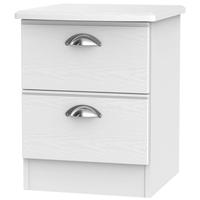 Victoria White Ash Bedside Cabinet - 2 Drawer Locker