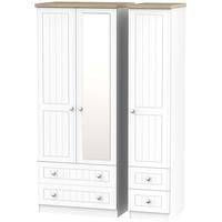 Vienna Porcelain Triple Wardrobe with Mirror and Drawer