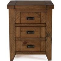 vida living new forest reclaimed pine 3 drawer bedside cabinet