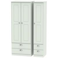 Victoria Grey Matt Triple Wardrobe - Tall with Drawer