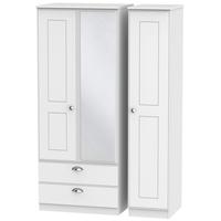 Victoria White Ash Triple Wardrobe - 2 Drawer with Mirror