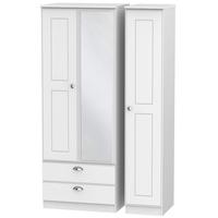 victoria white ash triple wardrobe tall 2 drawer with mirror