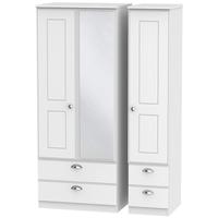 Victoria White Ash Triple Wardrobe with Mirror and Drawer