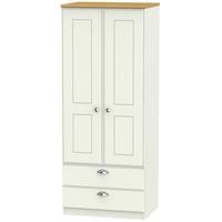 victoria cream ash and modern oak wardrobe 2ft 6in 2 drawer