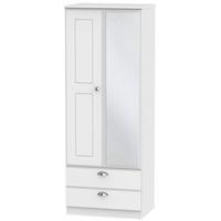 victoria white ash wardrobe tall 2ft 6in 2 drawer with mirror