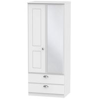 Victoria White Ash Wardrobe - 2ft 6in 2 Drawer with Mirror