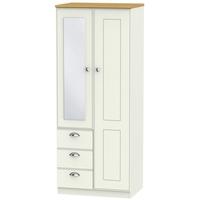 Victoria Cream Ash and Modern Oak Combination Wardrobe - 2ft 6in