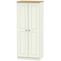 Victoria Cream Ash and Modern Oak Wardrobe - 2ft 6in Plain