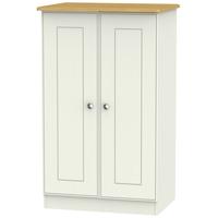 Victoria Cream Ash and Modern Oak Wardrobe - 2ft 6in Plain Midi