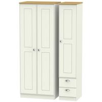 victoria cream ash and modern oak triple wardrobe tall plain with 2 dr ...