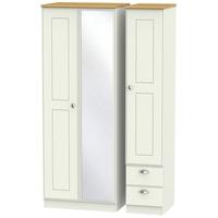 victoria cream ash and modern oak triple wardrobe tall 2 drawer and mi ...