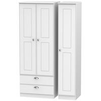 Victoria White Ash Triple Wardrobe - Tall with 2 Drawer