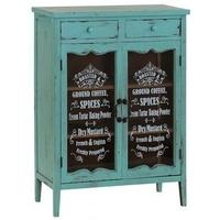 Vintage Glass Fronted Ingredients Cupboard with 2 Doors