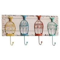 Vintage Bird Cage Coat Hook Plaque