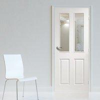 Victorian Door with Clear Safety Glass is White Primed